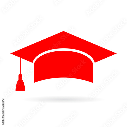 Red academic graduate cap icon