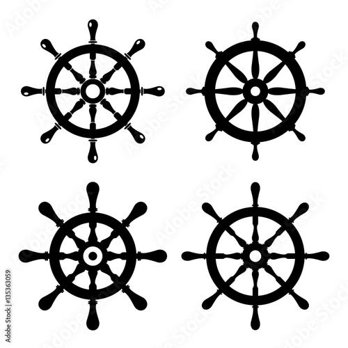 Steering wheel vector icon set