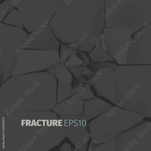 Cracked black rock vector texture. Fractrure surface background