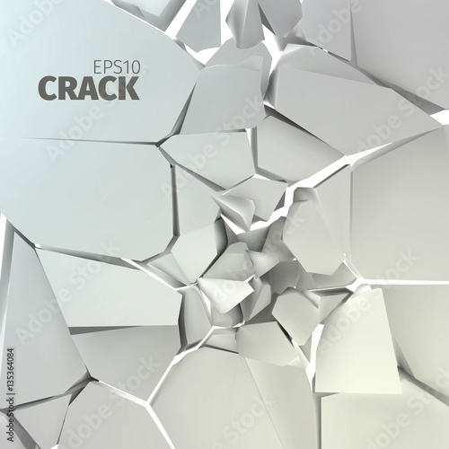 Cracked grey rock vector texture. Fractrure surface background