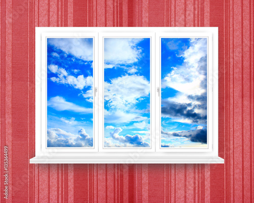 window in the room with view to blue sky