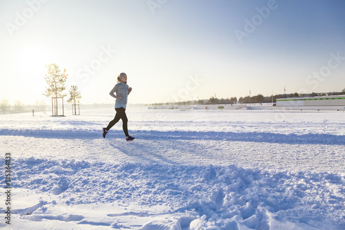 Jogging female in winter