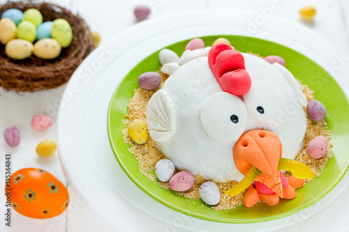 Easter chicken in nest holiday cake