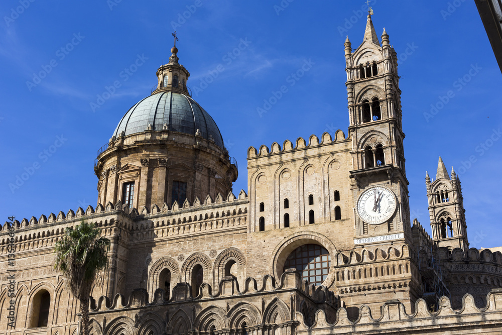 View of Palermo Cathedral church, Sicily, Italy