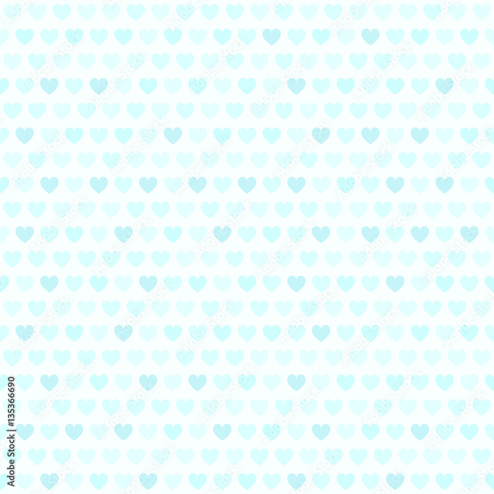 Cyan heart pattern. Seamless vector background