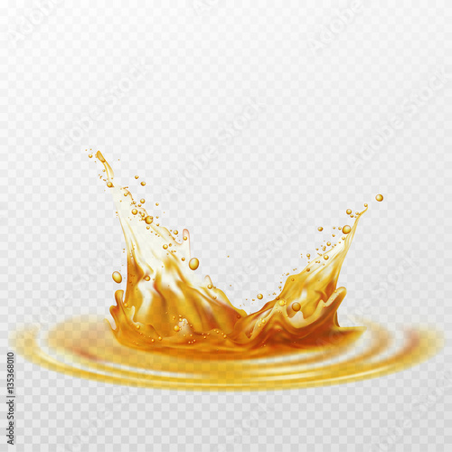 Beer foam splash of white and yellow color on a transparent background. Vector illustration