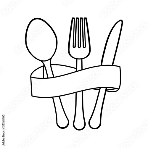 figure cutlery with elastic icon image design, vector illustration