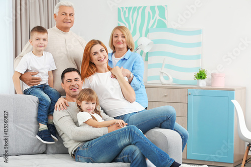 Big happy family on couch