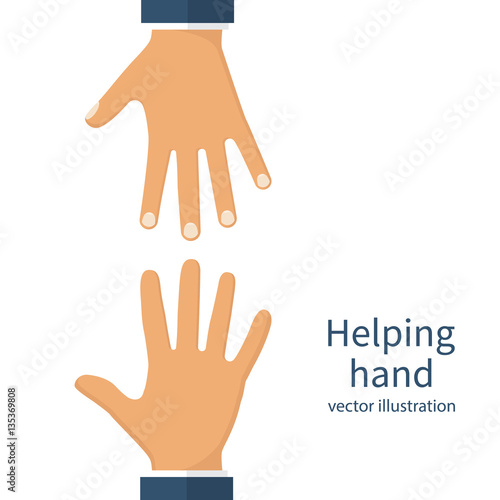 Helping hands concept. Vector illustration flat design. Charity support. Caring people. Hope symbol.