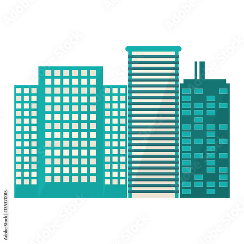 blue buildings and city scene line sticker  vector illustration