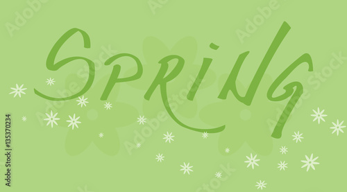 Spring handwritten text with flower decoration
