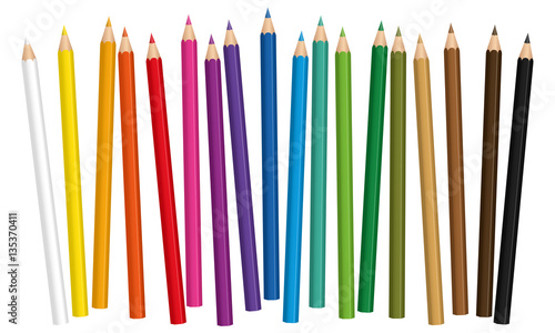 Crayons - colored pencil set loosely arranged - vector on white background. photo