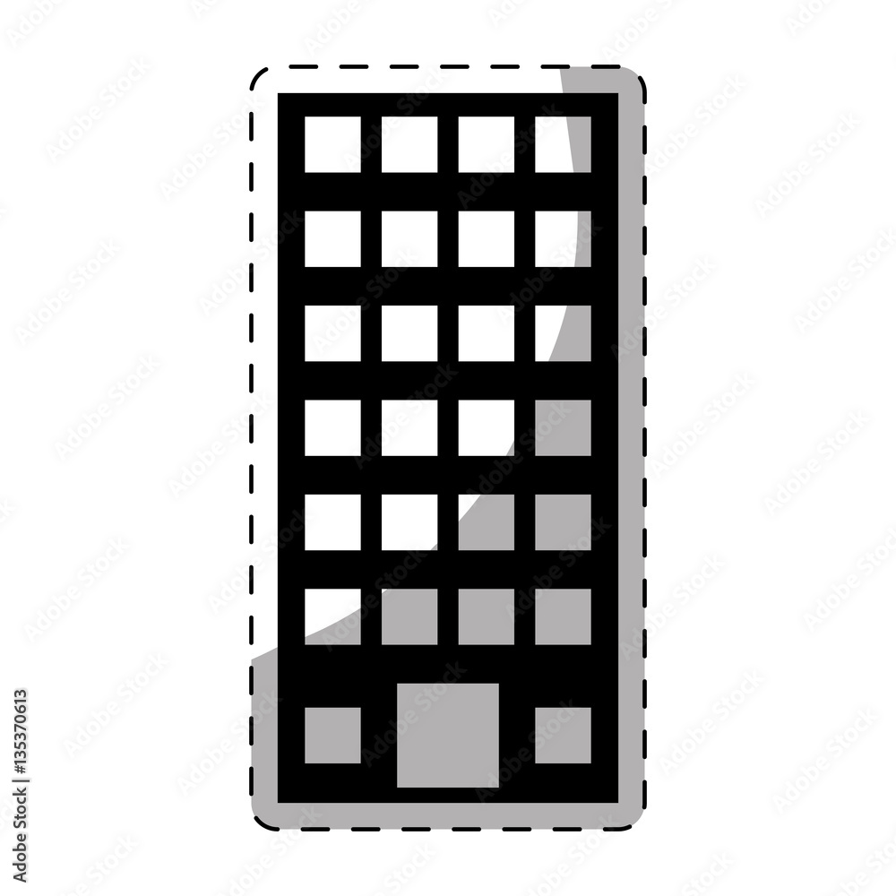 black building line sticker image icon, vector illustration