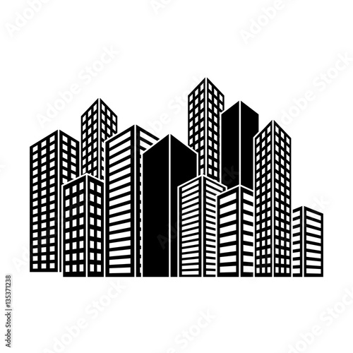 contour buildings and city scene line sticker  vector illustration