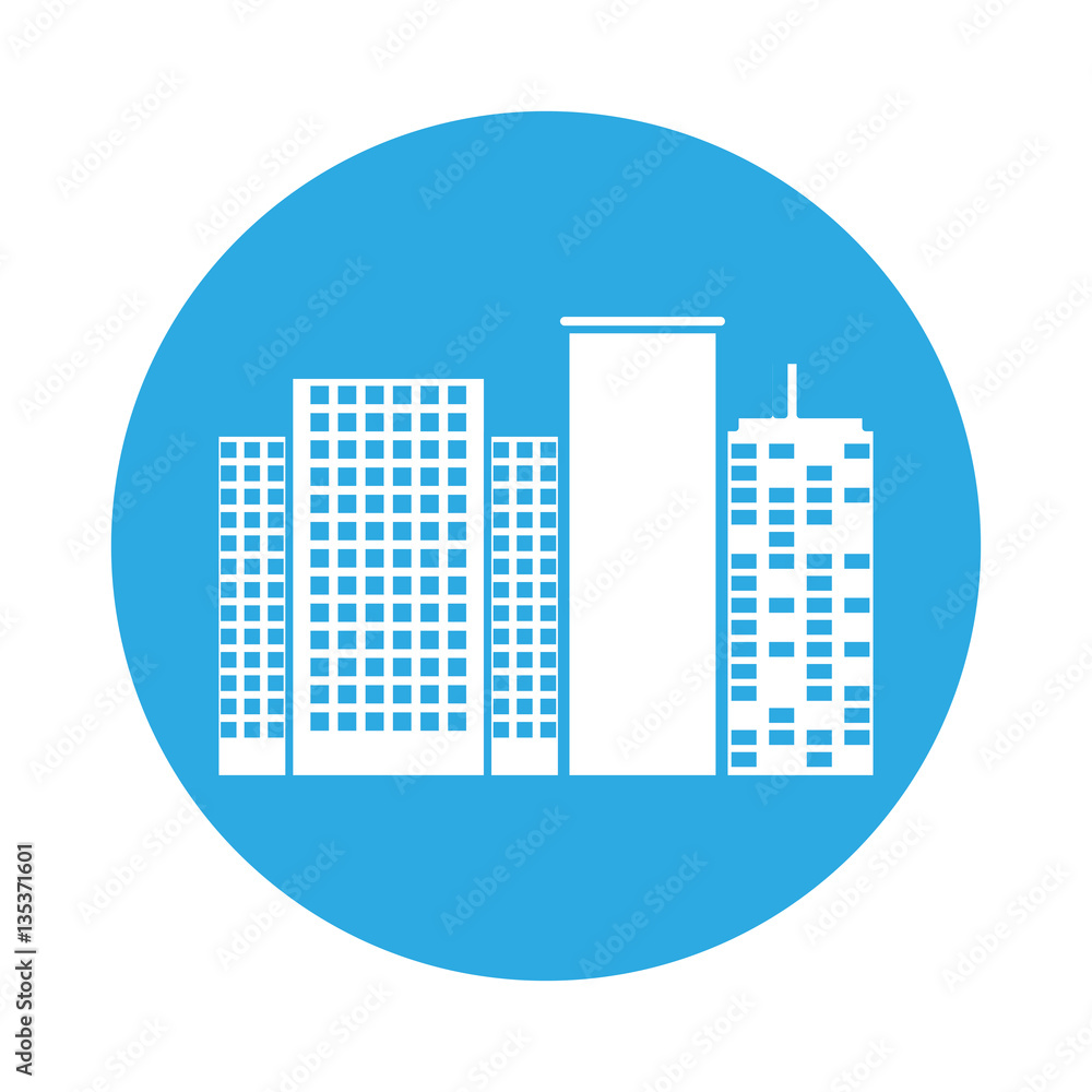 emblem buildings and city scene line sticker, vector illustration emblem buildings and city scene line sticker, vector illustration