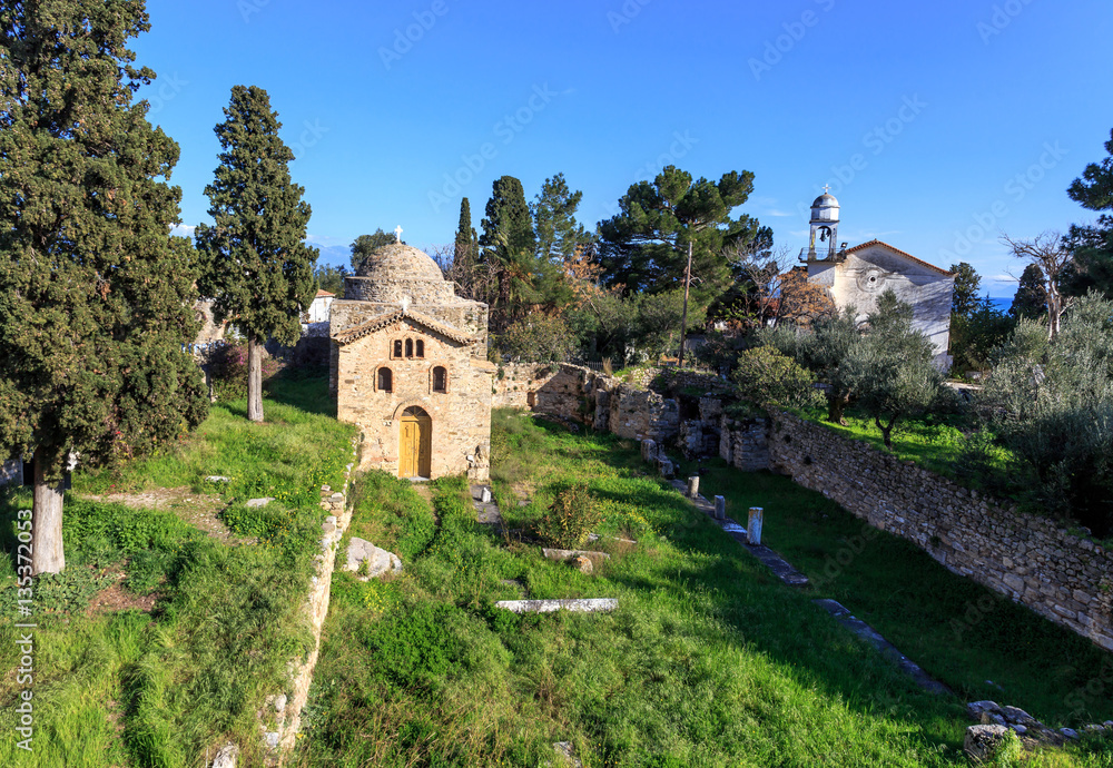 byzantine church on ancient temple ruins near Koroni, Peloponnese