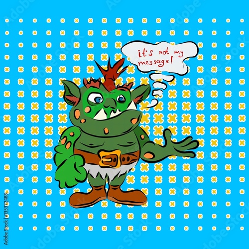 Green monsters on a blue background picture