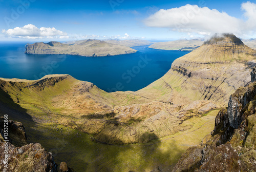 panoramic view over the beautiful landscape of the faroe islands