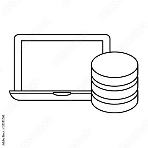 figure connected computer banner server design, vector illustration