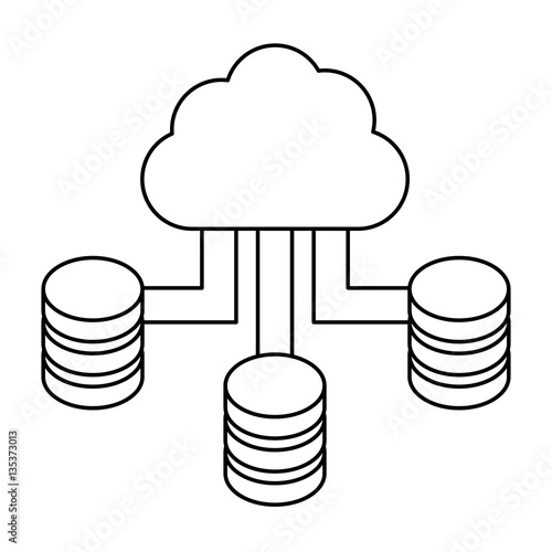 figure blue cloud hosting data center image, vector illustration