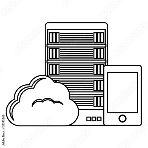 figure database hosting and tuning smartphone image, vector illustration