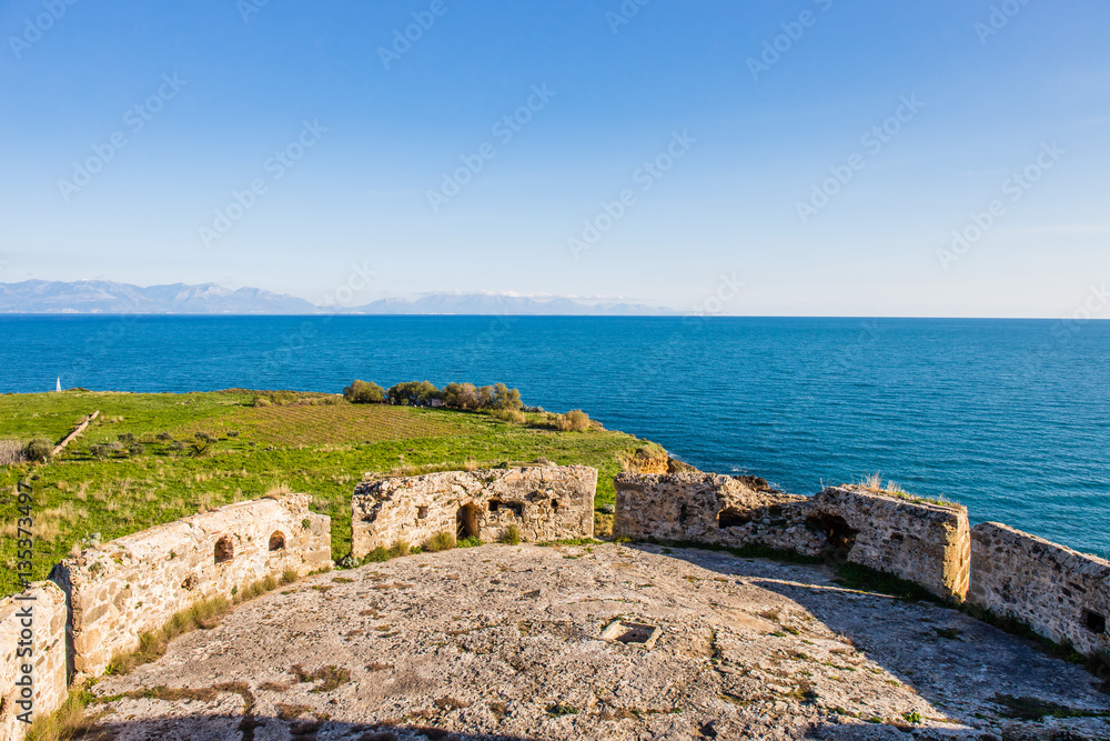 infinity sea view from the walls of Koroni fortress