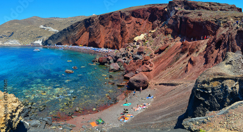 Fototapeta Naklejka Na Ścianę i Meble -  Perissa, Santorini, Greece, santorini, beach, red