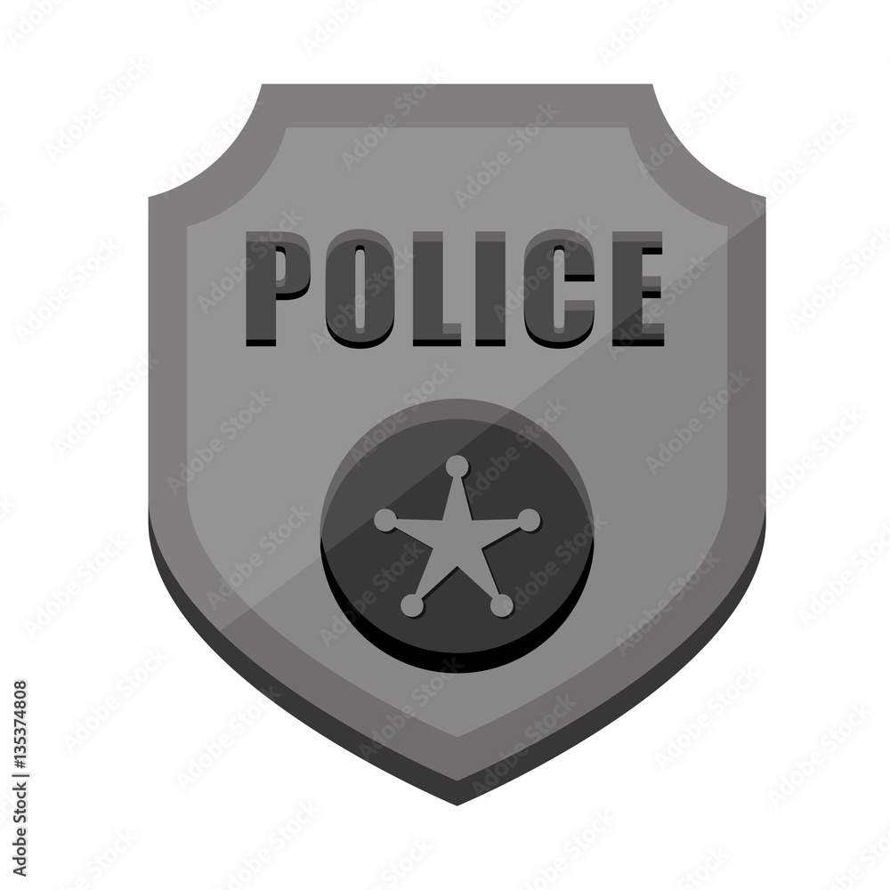 grayscale police badge icon image, vector illustration grayscale police badge icon image, vector illustration