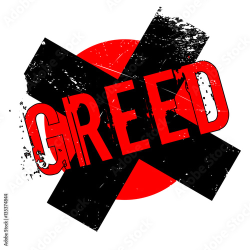 Greed rubber stamp. Grunge design with dust scratches. Effects can be easily removed for a clean, crisp look. Color is easily changed.