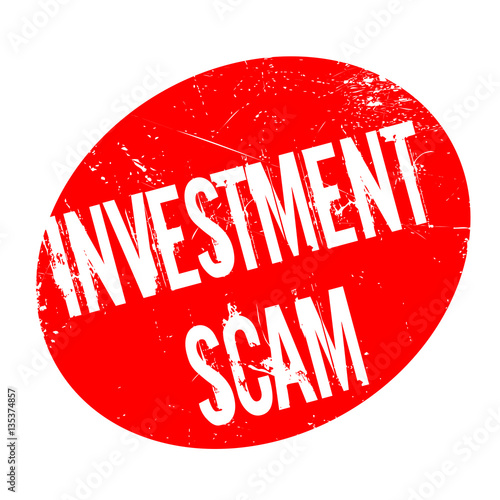 Investment Scam rubber stamp. Grunge design with dust scratches. Effects can be easily removed for a clean, crisp look. Color is easily changed.