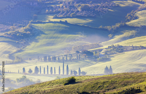 Tuscany landscape in the morning photo