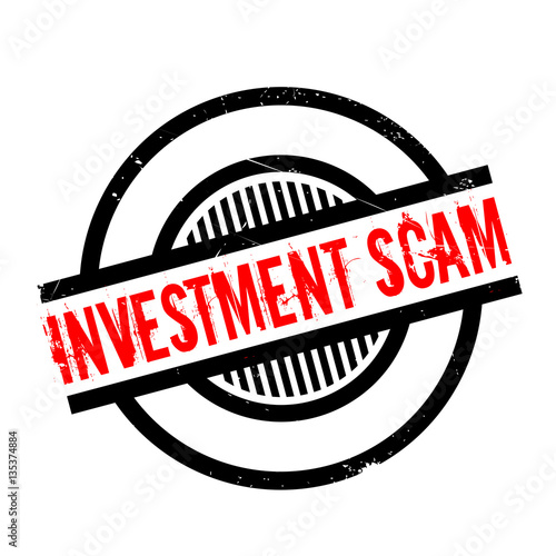 Investment Scam rubber stamp. Grunge design with dust scratches. Effects can be easily removed for a clean, crisp look. Color is easily changed.