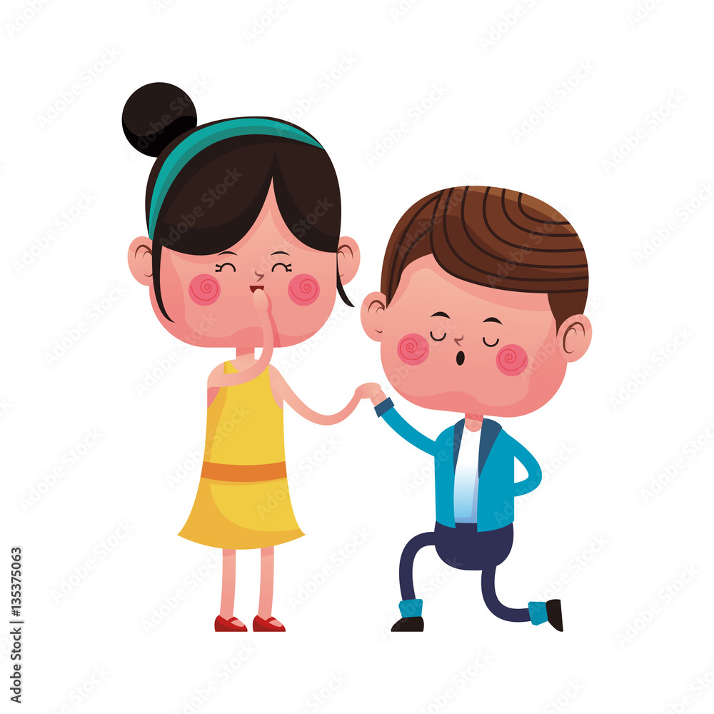 kawaii couple in love over white background. colorful design. vector illustration kawaii couple in love over white background. colorful design. vector illustration