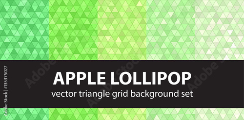 Triangle pattern set  Apple Lollipop . Vector seamless backgrounds