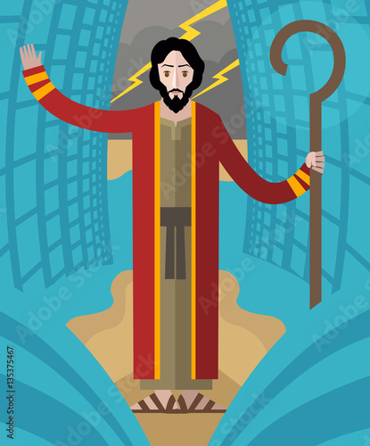 moses with his wonders staff parting the red sea passage crossing