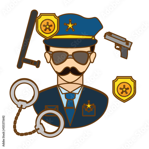 policeman with his tools icon image, vctor illustration