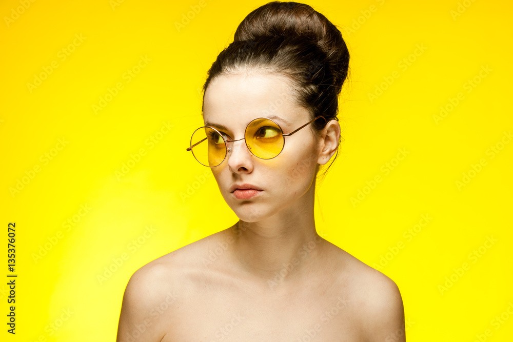 stylish brunette with glasses stylish brunette with glasses
