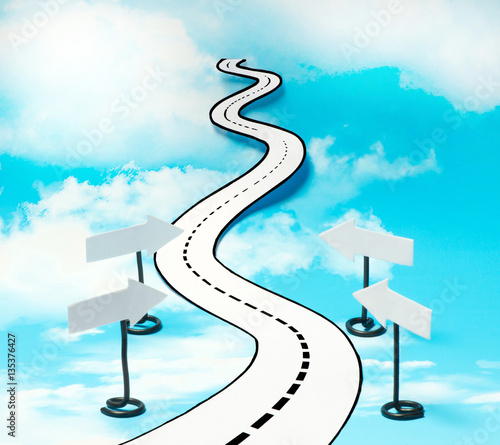 фотографія Road going into the distance with signs