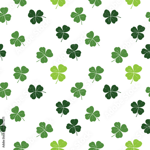 Clover leaf hand drawn doodle seamless pattern vector illustration. St Patricks Day symbol  Irish lucky shamrock background