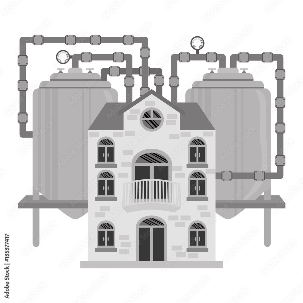 Obraz premium grayscale beer factory icon image design, vector illustration