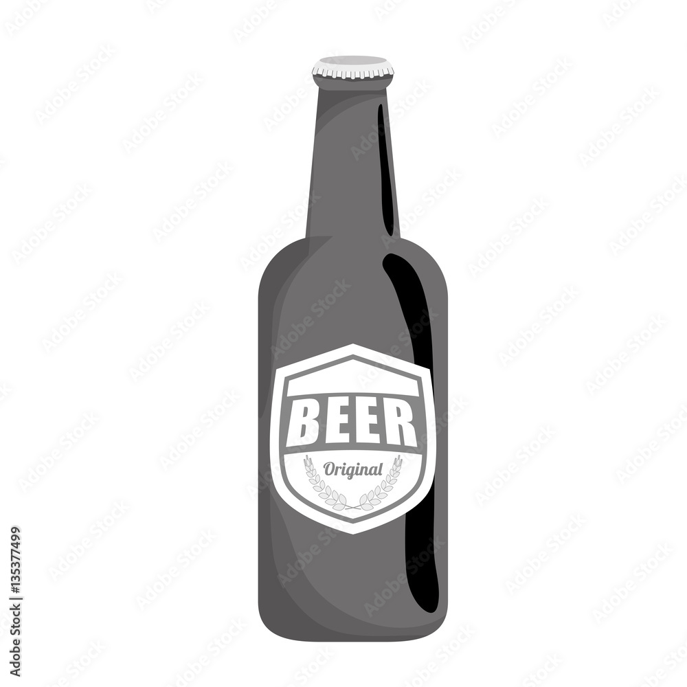 grayscale bottle of beer icon design, vector illustration