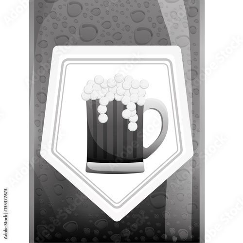 grayscale glass beer icon image design, vector illustration