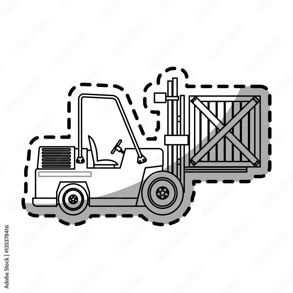 Naklejka premium forklift truck icon over white background. vector illustration