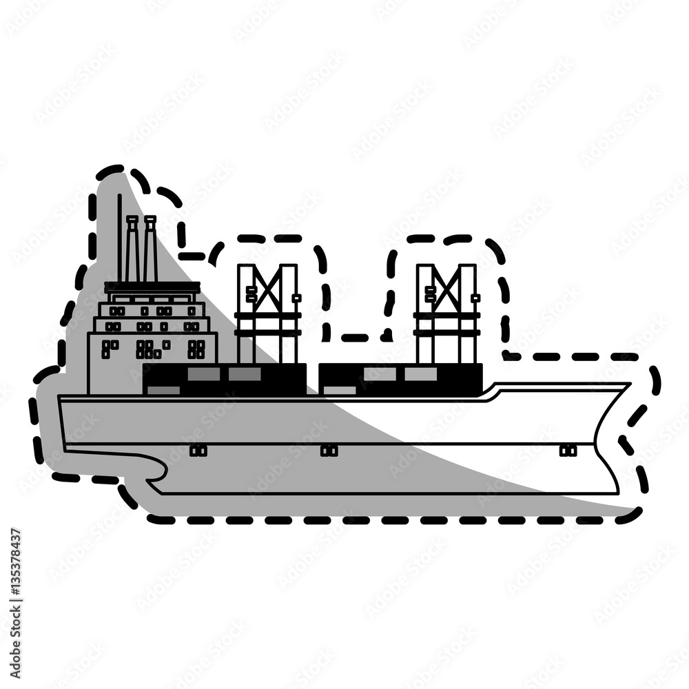 Obraz premium cargo ship with containers over white background. vector illustration