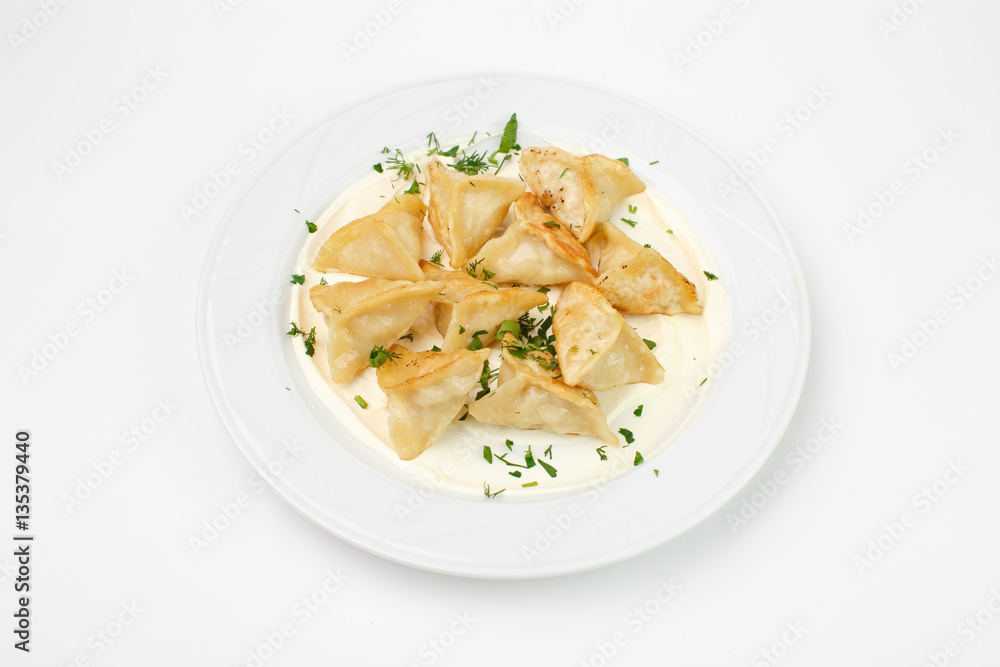A beautiful snack. Dish on white background