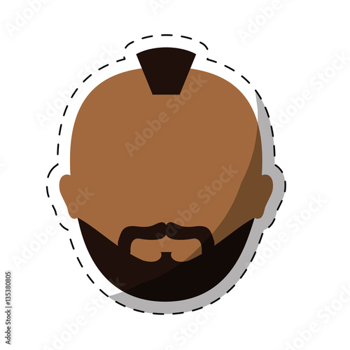 dark skin bearded man with mohawk icon image vector illustration design 