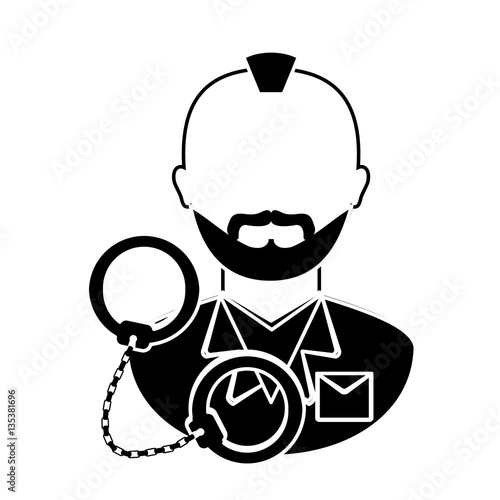 handcuffed criminal  icon image vector illustration design 