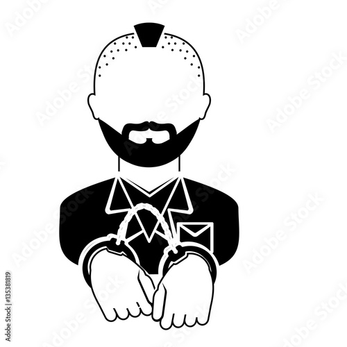 handcuffed criminal  icon image vector illustration design 