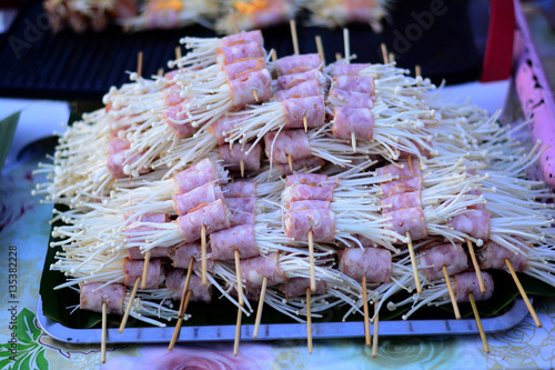 becon with mushroom for grill