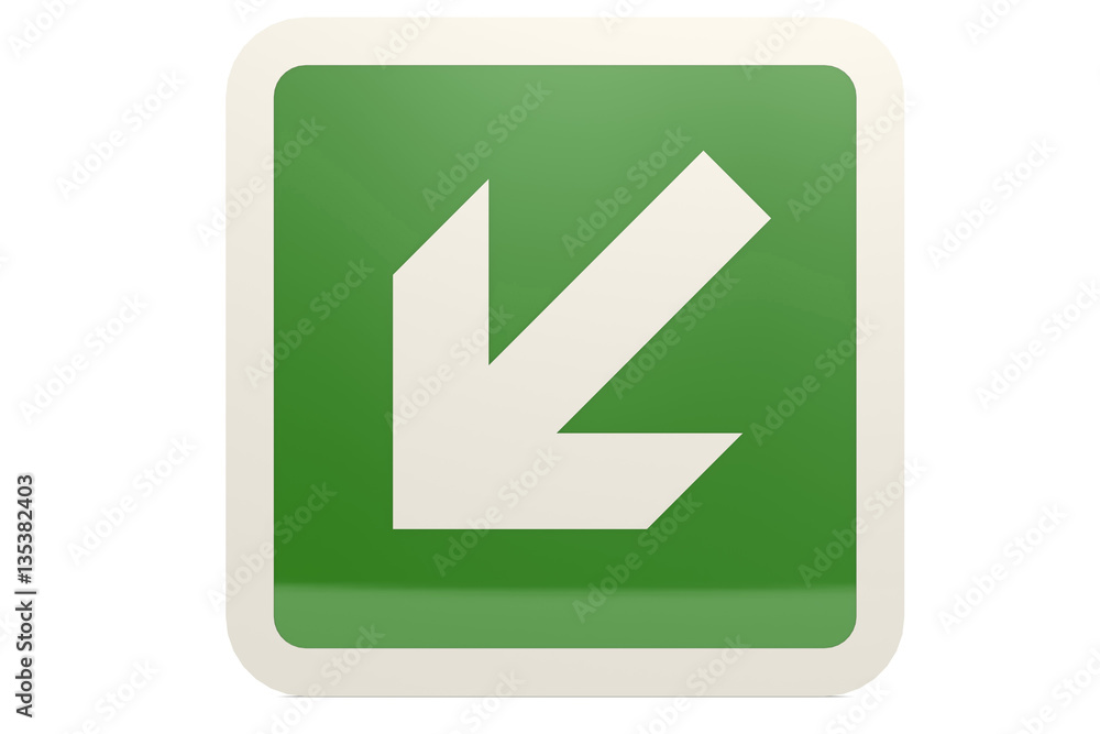 Green down left arrow sign Green down left arrow sign